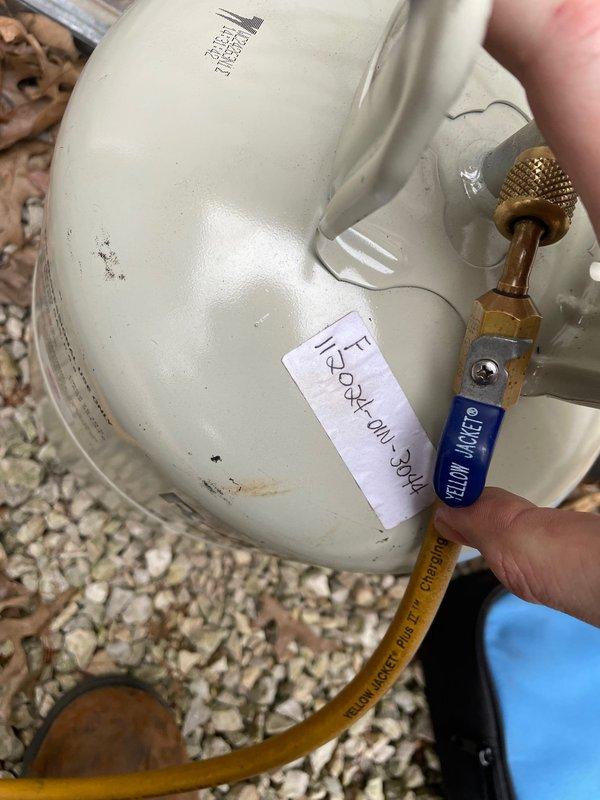 Completed evaporator coil replacement on Trane system under warranty due to no cooling condition. Purged nitrogen from system that was left in place during previous service visit, installed new evaporator coil and electronic expansion valve (EEV), and recharged system with R-22 refrigerant to proper specifications. System tested and operational upon completion with normal cooling restored.