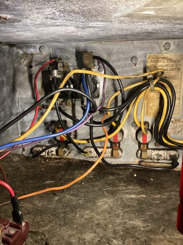 Completed electrical wiring repair on HVAC unit requiring replacement of spade connectors and installation of 10 inches of 8-10 gauge wire. Materials were provided and connections were properly secured to restore system functionality.