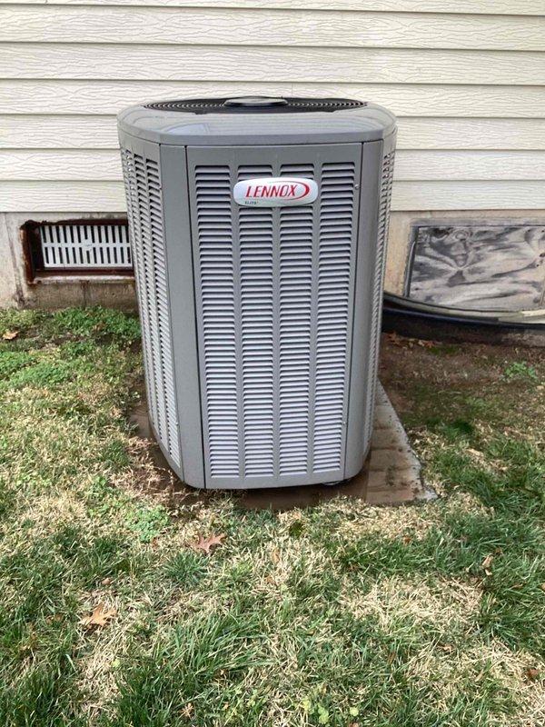 Completed comprehensive cooling maintenance on 16-year-old Lennox air conditioning system. Performed standard AC tune-up procedures including inspection of condenser unit, verification of refrigerant lines and connections, assessment of electrical components and safety labels, and confirmation of proper fan operation. System tested and verified operational with all components functioning within normal parameters.