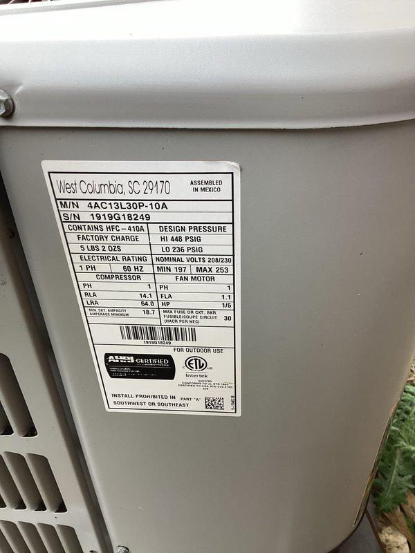 Completed comprehensive cooling system tune-up on a 6-year-old Amana 2.5-ton outdoor condensing unit (Model MIN 4AC13L30P-10A) containing R-410A refrigerant. Performed standard preventive maintenance procedures including electrical component inspection, refrigerant pressure verification, and system performance evaluation. Inspected indoor air filter showing moderate dust accumulation and documented equipment condition with photographs for customer records.