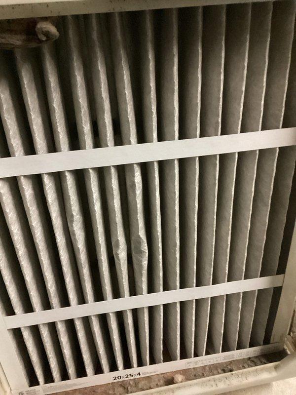 Completed comprehensive cooling system tune-up on a 6-year-old Amana 2.5-ton outdoor condensing unit (Model MIN 4AC13L30P-10A) containing R-410A refrigerant. Performed standard preventive maintenance procedures including electrical component inspection, refrigerant pressure verification, and system performance evaluation. Inspected indoor air filter showing moderate dust accumulation and documented equipment condition with photographs for customer records.