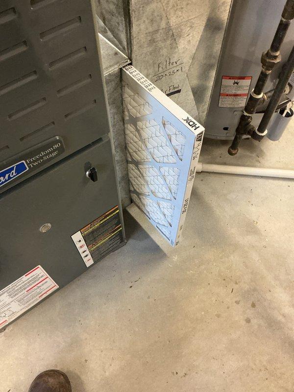 Completed comprehensive air conditioning tune-up on 19-year-old American Standard system located in basement. Performed standard maintenance protocol including filter inspection, refrigerant line examination, and visual assessment of furnace unit and associated ductwork. System operational with all components functioning within normal parameters upon completion of preventive maintenance service.