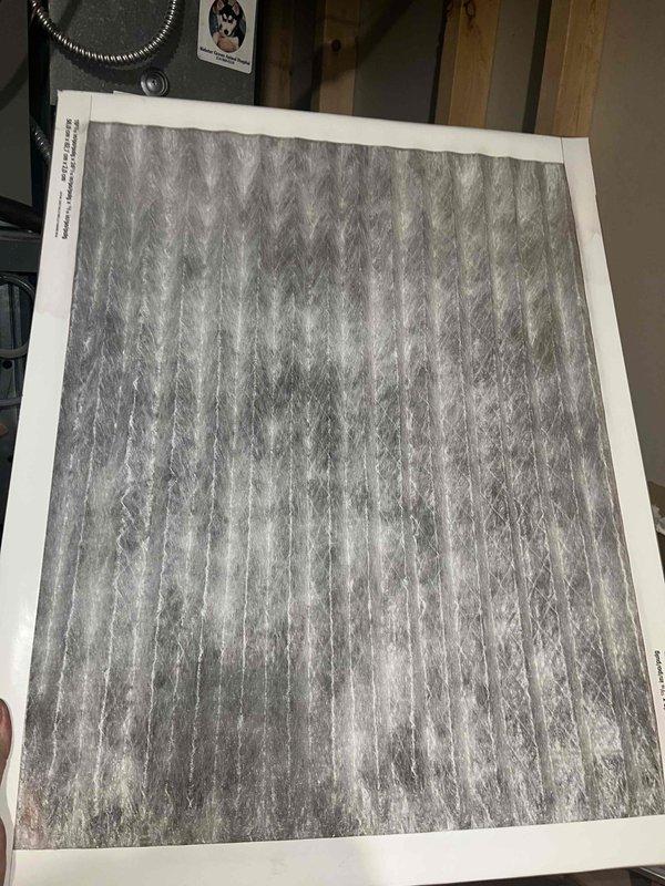 Completed cooling system tune-up on a single residential unit under 10 years old. Performed comprehensive inspection of control board wiring and electrical connections within the cabinet, confirming all circuits and components functioning properly. Documented heavily contaminated air filter with significant dust and debris accumulation; filter requires replacement to maintain proper airflow and system efficiency.