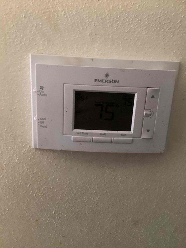 Responded to service call for blower motor that would not shut off. Accessed unit in basement through side entrance per customer instructions. Inspected Emerson thermostat and found system stuck in continuous fan operation mode. Adjusted thermostat settings from continuous fan to auto mode, resolving the issue. Verified proper system cycling and confirmed blower now operates correctly with heating/cooling cycles only. System tested and operating as designed.