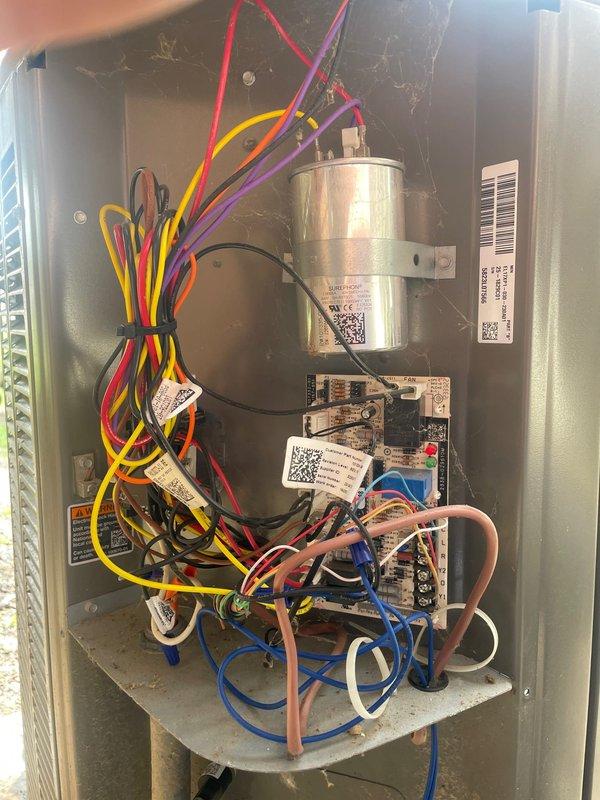 Responded to a cooling system failure on a Lennox unit. Diagnosed a faulty low pressure switch preventing the system from operating properly. Removed the defective low pressure switch and installed a replacement screw-in style low pressure switch sourced from Johnstone Supply. Tested system operation and verified proper cooling functionality. Discarded the failed component and cleared the service call.