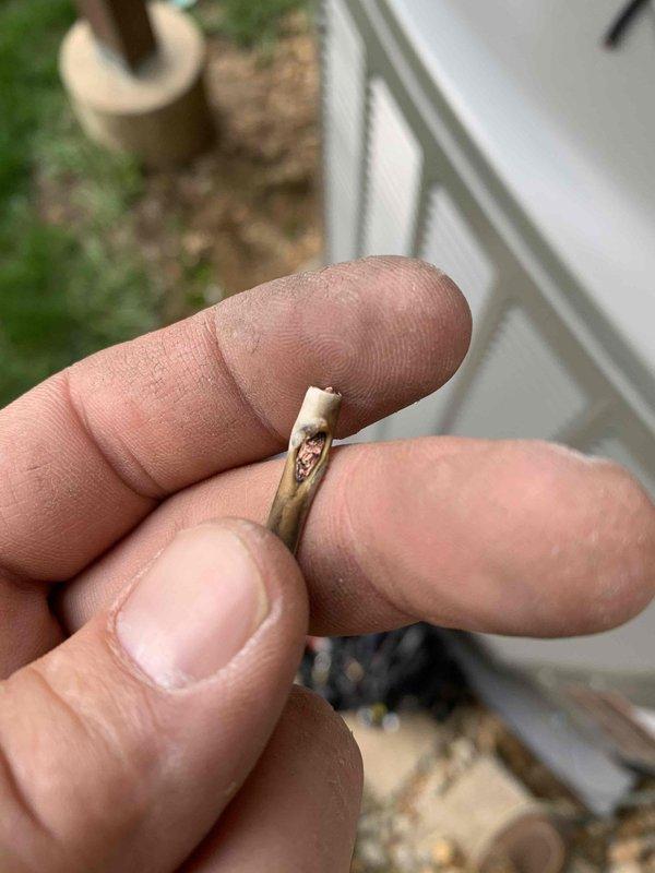 Responded to callback for HVAC panel tripping and air conditioning system malfunction. Upon inspection, discovered failed fuse holder with significant heat damage and corrosion in the outdoor unit's electrical junction box. Removed damaged fuse holder component, verified electrical connections, and restored proper operation to the cooling system.
