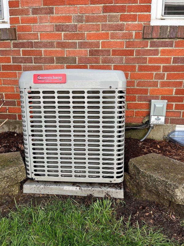 Completed comprehensive cooling system tune-up on single outdoor condensing unit and air handler. Performed standard maintenance protocol including inspection of electrical components, control board, contactors, and wiring connections within air handler compartment. Verified proper operation of condenser unit, checked refrigerant lines, and documented system condition with photos showing all components functioning within normal parameters.