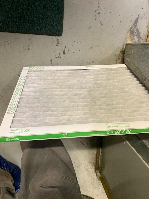 Completed comprehensive cooling system tune-up on 2017 residential AC unit located at ground level. Performed standard maintenance protocol including system inspection, replaced heavily soiled 16x25x1 air filter, verified electrical connections and control board operation, and confirmed all components functioning within normal parameters. Unit operating efficiently with no issues identified.
