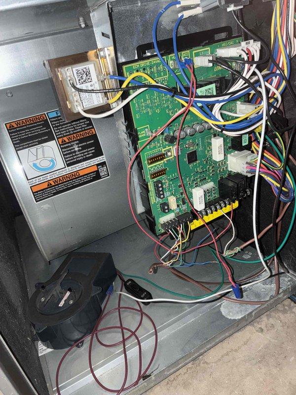 Completed comprehensive cooling maintenance on a 9-year-old AC system manufactured in 2015. Performed full AC tune-up including inspection of blower wheel assembly, which showed normal wear patterns and adequate cleanliness for continued operation. Verified proper blower motor shaft alignment and mounting integrity. Inspected control board wiring connections, terminals, and electronic components for signs of deterioration or loose connections. Confirmed all circuit boards, capacitors, and integrated circuits are functioning within normal parameters. Checked condensate pump assembly and associated wiring for proper operation. System tested and confirmed operational at completion of maintenance service.