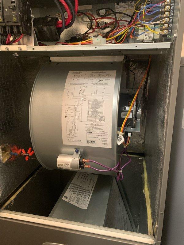 Completed comprehensive cooling season tune-up on 6-year-old residential air conditioning system. Performed full system inspection including electrical connections, refrigerant levels, condenser coil cleaning, and blower motor operation verification. Installed new FILTERBUY pleated air filter to ensure proper airflow and system efficiency for the cooling season.