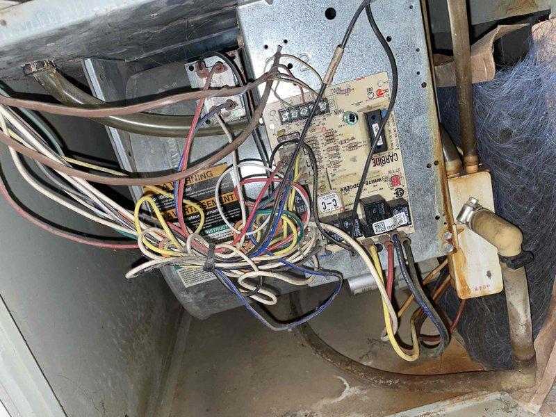 Completed comprehensive cooling tune-up on O10 air conditioning unit located in backyard. Discovered and replaced severely clogged air filter with heavy dust accumulation that was restricting airflow and reducing system efficiency. Inspected indoor air handler components including evaporator coil, electrical connections, control board, capacitors, and refrigerant lines; verified all wiring connections secure and components operating within normal parameters.