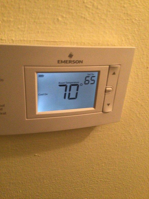 Completed comprehensive cooling maintenance on 9-year-old AC system. Performed standard tune-up procedures including inspection of thermostat operation (Emerson digital unit maintaining proper setpoint differential), electrical control panel assessment showing all relays and contactors functioning correctly, and verification of all wire terminations secure. System operating within normal parameters with no deficiencies noted.