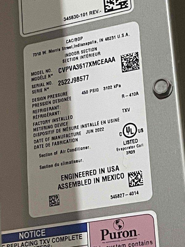 Completed comprehensive supertune maintenance on a 3-year-old Bryant split system with indoor furnace/evaporator coil (Model CVPVA3617XMCEAAA) and outdoor condensing unit. Performed full system inspection, cleaned components, verified R-410A refrigerant charge, tested all safety controls, and confirmed proper operation of both heating and cooling functions.