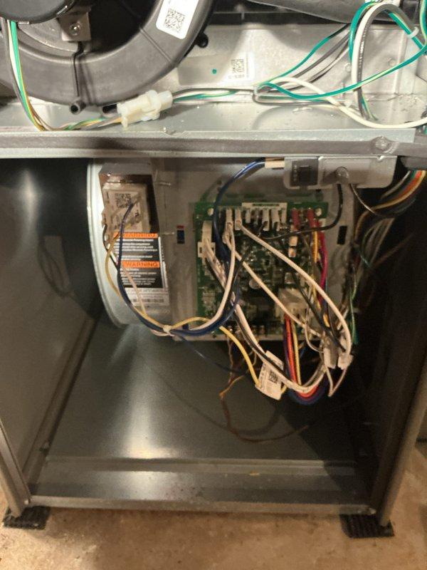 Completed comprehensive cooling tune-up on 3-year-old ground-level outdoor condensing unit located at side of residence. Performed standard preventive maintenance protocol including inspection of blower motor assembly, control board connections, and electrical components within air handler cabinet. Verified thermostat operation and temperature settings at 78°F on Emerson programmable unit, confirmed proper system response and mode functionality for cooling season readiness.