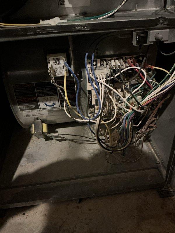 Performed comprehensive cooling maintenance on 5-year-old Lennox system. Completed full AC tune-up including inspection of electrical components, wiring connections, and control systems within the unit compartment. Replaced 20x25x1 air filters to ensure optimal airflow and system efficiency. All electrical terminals, relays, and wire connections were inspected and found secure. Verified system operation and confirmed unit is functioning properly with no issues detected.