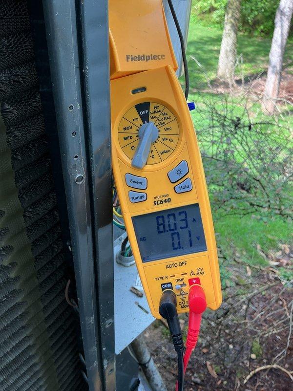 Completed comprehensive cooling maintenance on 9-year-old air conditioning system. Performed standard tune-up procedures including inspection of electrical connections, ductwork, and internal components. Verified system operational status with diagnostic testing using digital multimeter, confirming proper capacitance readings and electrical performance. All components functioning within normal parameters, system operating efficiently with no issues identified.