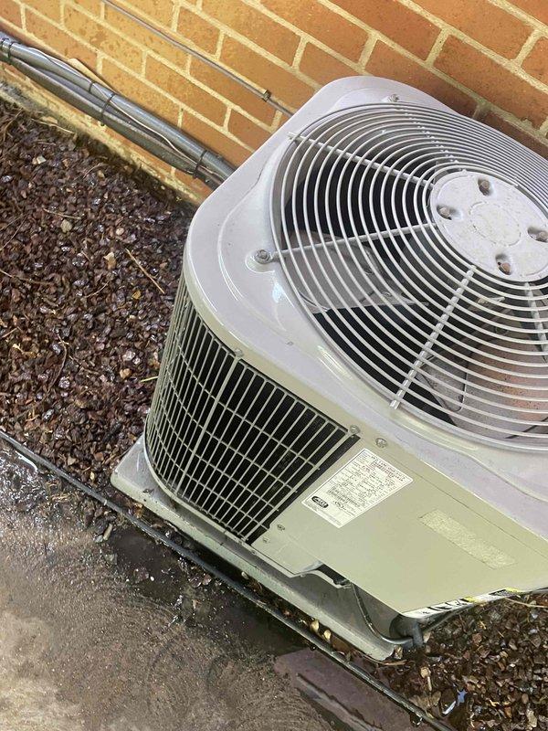 Completed comprehensive cooling system tune-up on outdoor condenser unit located on side of home. Performed standard maintenance protocol including inspection of compressor operation, refrigerant level verification, electrical connection testing, condenser coil cleaning, fan motor lubrication, and airflow assessment. Unit operating within manufacturer specifications with no deficiencies noted. Indoor air handler components inspected, including ductwork connections and filter housing accessibility verified. System tested and confirmed proper cooling cycle operation upon completion.