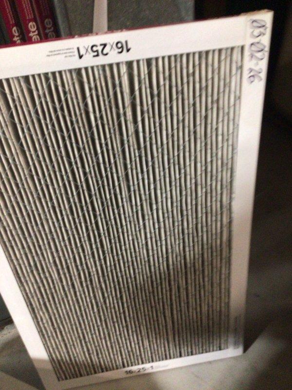 Completed comprehensive cooling maintenance on 15-year-old air conditioning system. Performed standard tune-up procedures including inspection of evaporator coil, which showed clean fins in good condition with proper spacing and no debris accumulation. Replaced dirty 16x25x1 air filter that exhibited significant dust and dirt buildup. System tested and confirmed operating properly with all components functioning as designed.
