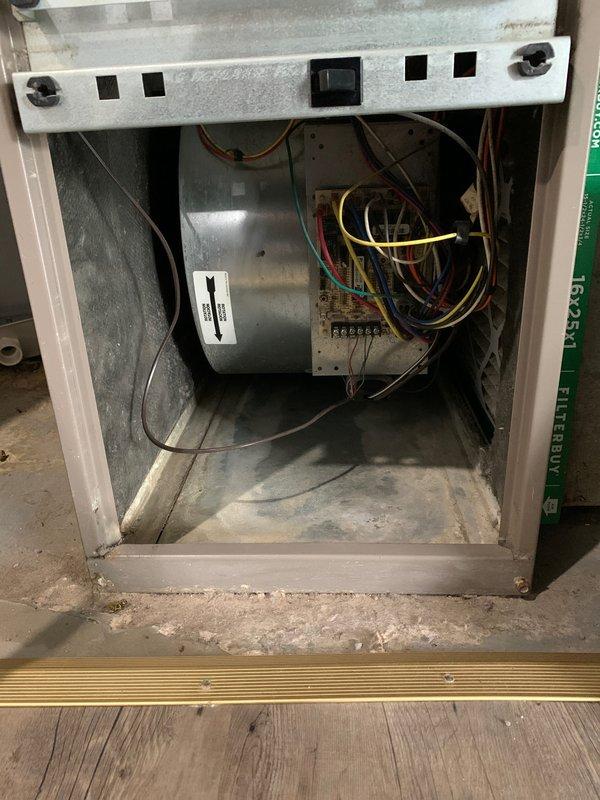 Completed comprehensive cooling maintenance and tune-up on 16-year-old air conditioning system. Performed standard preventative maintenance procedures including inspection of indoor air handler with blower motor assembly and outdoor condenser unit. Interior components showed typical dust accumulation which was addressed during service. Outdoor compressor motor exhibited significant surface corrosion consistent with age and weather exposure, though unit remains operational. Inspected condenser coil fins, refrigerant lines, electrical connections, and mounting hardware. System tested and confirmed operational at completion of maintenance service.
