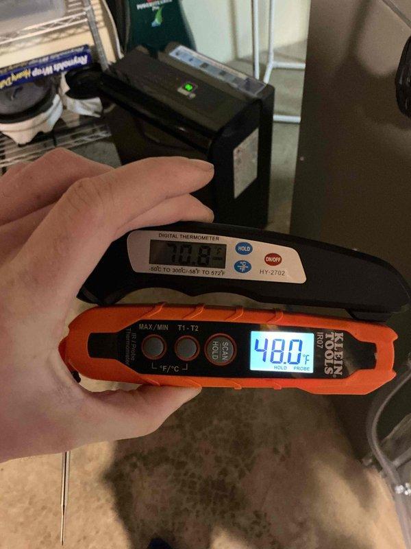 Completed routine maintenance and performance evaluation on outdoor heat pump unit. Performed comprehensive system inspection including condenser coil assessment, which showed normal operational condition with minor surface debris accumulation typical of outdoor exposure. Verified proper airflow through finned coil assembly and confirmed heat exchange surfaces were functioning adequately. Conducted temperature differential testing using calibrated digital thermometers, recording supply air temperature of 48°F with satisfactory performance metrics indicating proper refrigerant cycle operation. All system components inspected and found operating within manufacturer specifications. Unit left in proper working condition.