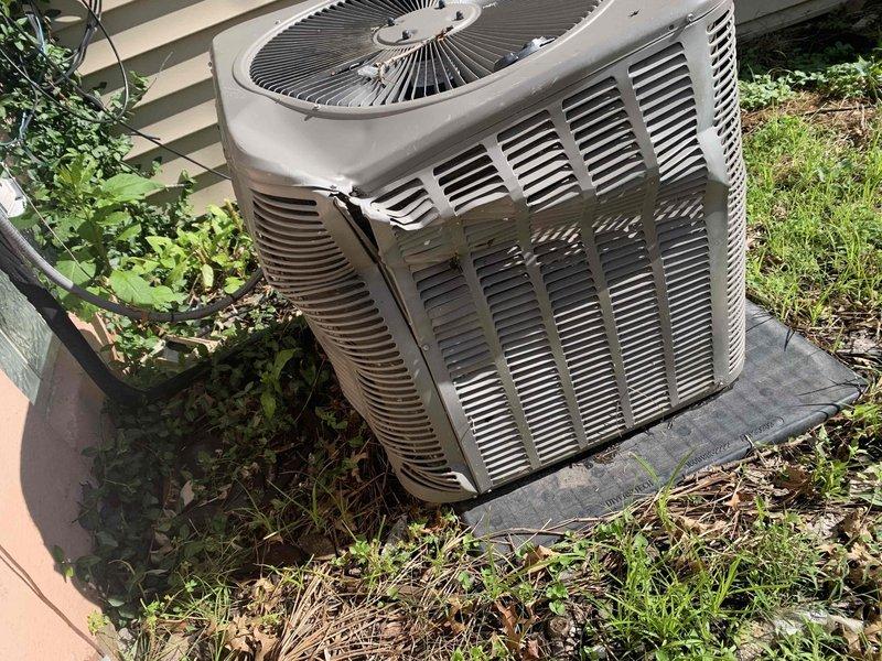 Completed preventative maintenance tune-up on 10-year-old residential AC condenser unit located at rear of property. Performed comprehensive system inspection, cleaned coils, checked refrigerant levels, tested electrical components, and verified proper operation of all mechanical systems. Unit showed normal wear consistent with age but is functioning within manufacturer specifications.