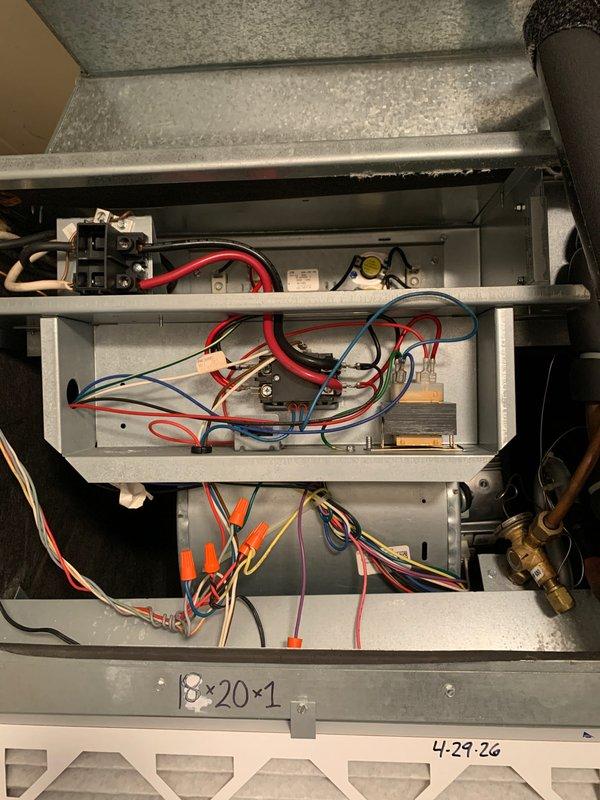 Completed cooling system tune-up on single air conditioning unit. Performed comprehensive inspection of indoor air handler components including electrical connections, contactor operation, and wiring integrity; verified proper wire terminations and secure mounting of all internal components. Inspected outdoor condenser unit, noting condenser coil fins in clean condition with adequate airflow. System operational and ready for cooling season.