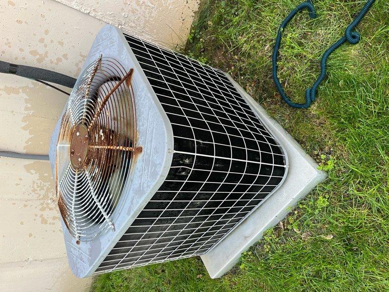 Completed routine preventative maintenance tune-up on residential air conditioning system for Home Depot service agreement. Performed comprehensive inspection of outdoor condenser unit, including examination of fan assembly, motor components, and interior housing. All components found to be operating within normal parameters with no accessories requiring replacement at this time.