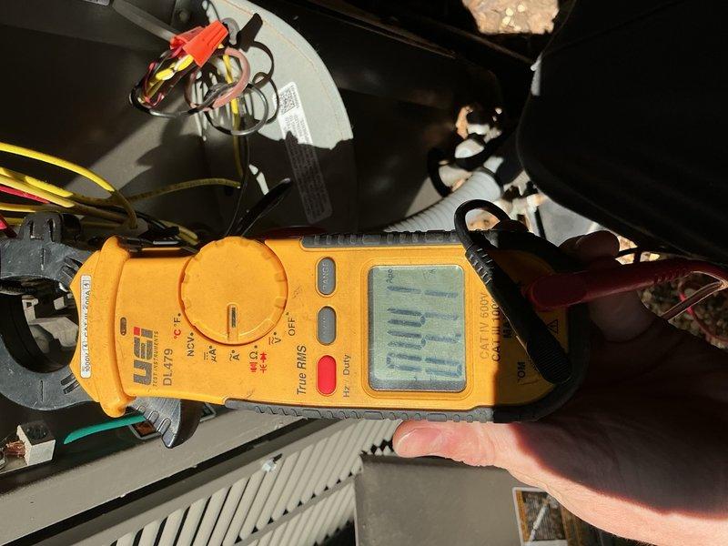 Completed comprehensive cooling maintenance on 9-year-old air conditioning system. Inspected and replaced dirty 16x20x1 air filter that showed significant dust accumulation. Performed electrical diagnostics using clamp meter to verify proper amperage draw and system performance. All components operating within normal parameters; system functioning properly upon completion of tune-up service.