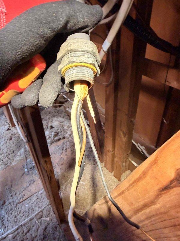 Installed two dedicated electrical circuits for HVAC equipment as per approved estimate. Work included running new wiring through structural framing, establishing proper electrical connections at junction points with appropriate insulation and protection, and completing all terminations at the outdoor unit's disconnect box. Installed cartridge fuses in disconnect enclosure and properly dressed all conductors including ground, line, and control wiring with secure connections through liquid-tight conduit fittings. All work performed to code with proper wire management and protection methods employed throughout the installation.