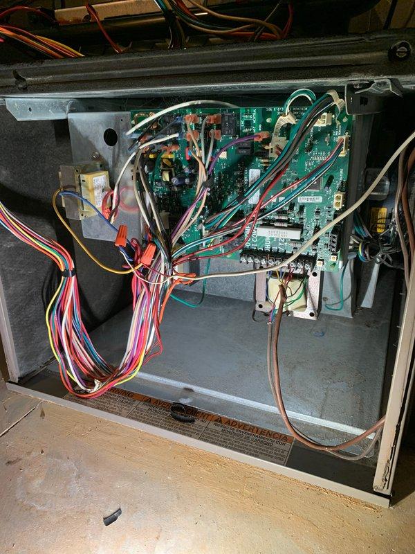 Completed comprehensive tune-up service on a 16-year-old residential air conditioning unit. Performed standard maintenance protocol including inspection of control board components, electrical connections, and wiring harnesses within the air handler cabinet. Installed new 20x25x6 MERV-rated media air filter to improve system air quality and efficiency.