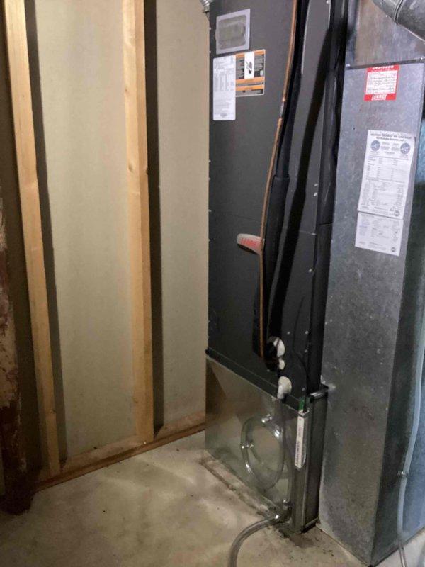 Completed evaporator coil replacement on residential HVAC system. Removed and disposed of failed evaporator coil, installed new Lennox evaporator coil in air handler unit, verified proper refrigerant charge using subcooling method per manufacturer specifications, and confirmed heating and cooling operation. System tested and operating within normal parameters.
