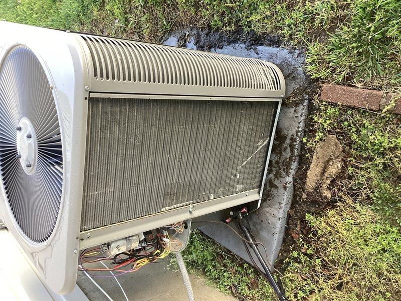 Completed preventive maintenance inspection on a 9-year-old residential air conditioning system. Inspected interior air handler components including blower motor assembly, electrical connections, and control board wiring; all connections found secure and operational. Evaluated outdoor condenser unit, noting weathered exterior panels and accumulated debris on mesh screening; cleaned unit and verified proper refrigerant line connections and electrical terminations remain intact.