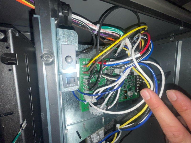 Responded to complaint of excessive noise and vibration from newly installed outdoor unit located in stairwell. Upon arrival, inspected 1-month-old air conditioning system and performed diagnostic assessment. Examined control board connections and verified all electrical components were properly secured and functioning within normal parameters. Checked thermostat operation and confirmed system was maintaining set point of 68°F. Identified and addressed vibration issue by inspecting mounting hardware and unit placement. System tested and verified to be operating under first-year warranty coverage.