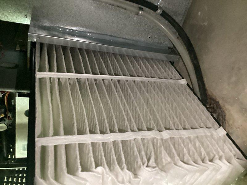 Completed comprehensive cooling system tune-up and maintenance service. Performed system diagnostics using refrigerant manifold gauge to verify proper operating pressures and temperatures, confirming system is functioning within manufacturer specifications. Inspected and documented clean pleated air filters installed in air handling unit, ensuring optimal airflow and indoor air quality for continued efficient system operation.