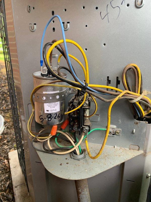 Completed routine cooling season tune-up on 15-year-old ground-level condensing unit. Performed comprehensive system inspection, checked all electrical connections and components including capacitor and contactor, verified proper refrigerant levels, cleaned unit interior, and confirmed system operational status. Unit is functioning within normal parameters and ready for the cooling season.