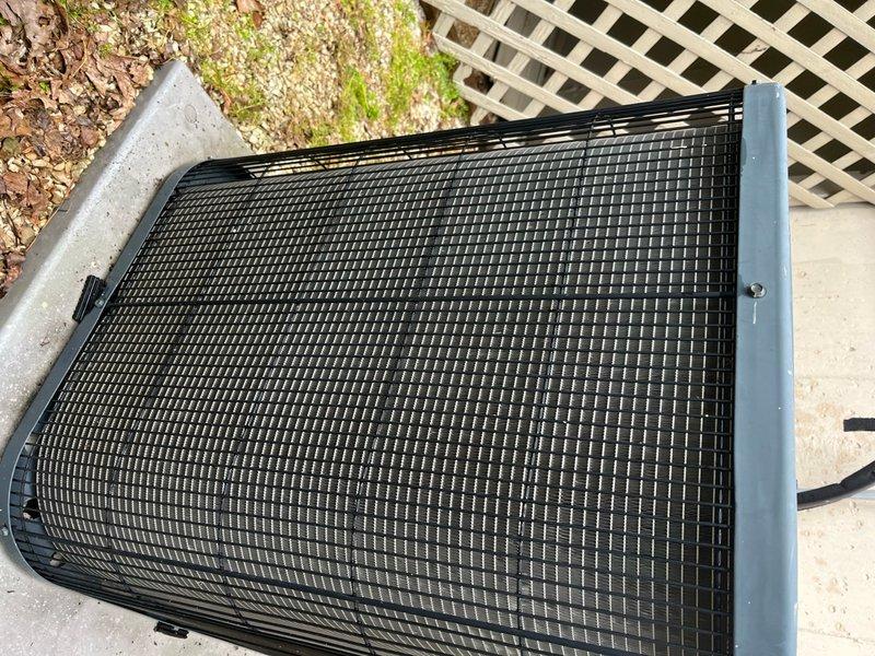 Completed comprehensive cooling system tune-up on 12-year-old air conditioning unit. Performed standard maintenance procedures including inspection of outdoor condenser unit, verification of proper airflow through top grille assembly, and replacement of heavily soiled 20x20 air filter that showed significant dust and debris accumulation. System operating within normal parameters upon completion of service.
