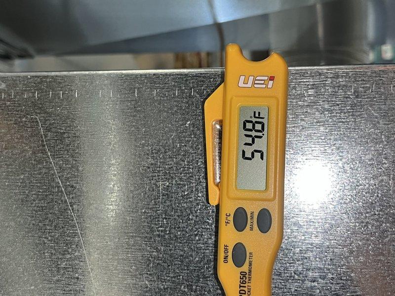 Responded to no-cool call on unit U10. Upon arrival, confirmed customer complaint of unit cycling on briefly then shutting down. Performed diagnostic evaluation of outdoor condensing unit and indoor air handler system. Measured supply air temperature at 48.5°F at main trunk line, indicating system was achieving cooling when operational. Investigated short-cycling condition by checking electrical connections, refrigerant pressures, and safety controls. Inspected ductwork installation, copper refrigerant lines, and all mechanical connections in equipment area. Identified root cause of intermittent shutdown issue and made necessary repairs to restore continuous operation. System tested successfully with proper temperature differential and normal runtime cycles confirmed before departure.