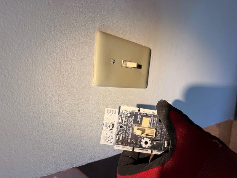 Responded to service call for flickering kitchen lights. Upon inspection, diagnosed faulty light switch with defective internal circuit board causing intermittent electrical connection. Replaced malfunctioning switch with new unit, verified proper wiring connections at electrical panel, and tested all kitchen lighting circuits to ensure stable operation and eliminate flickering issue.