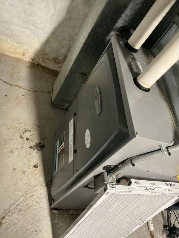 Completed preventative maintenance tune-up on a 15+ year old air conditioning unit located in basement utility area. Performed standard system inspection, replaced air filter, and verified proper operation of all components. Unit tested and left in good working order.