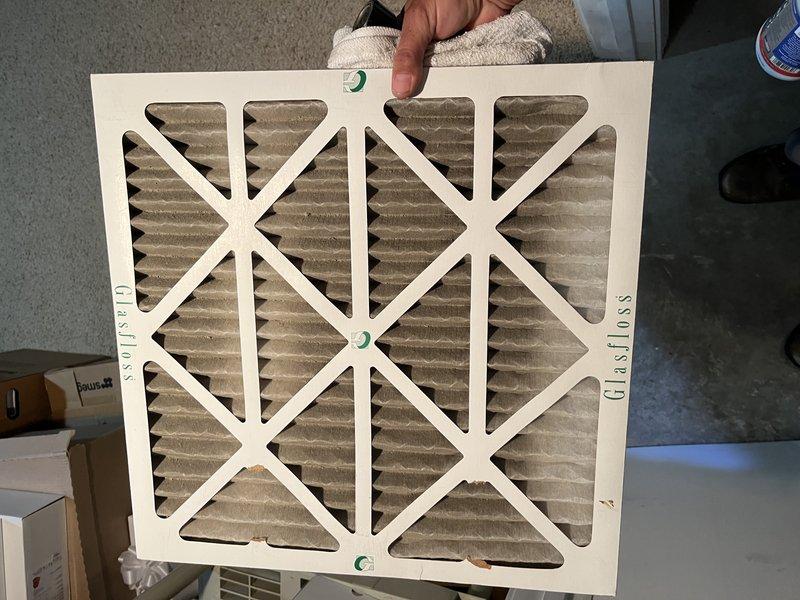 Responded to install warranty callback for vibrating floor complaint on recently installed furnace. Upon arrival, inspected furnace installation and mounting to identify source of vibration. Evaluated unit operation and verified proper installation of all components. Checked air filter condition and replaced with new Glasfloss pleated filter to ensure proper airflow and system performance. Confirmed furnace was operating within normal parameters with no excessive vibration detected during inspection.
