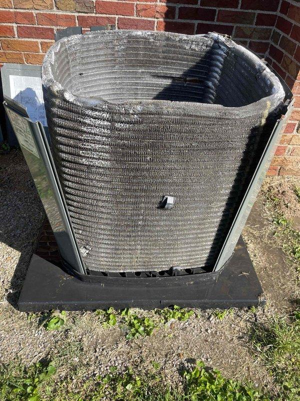 Completed comprehensive cooling maintenance on a 9-year-old air conditioning system. Condenser coil exhibited heavy accumulation of dirt, dust, and debris throughout the fin structure, significantly impacting airflow and heat transfer efficiency. Performed thorough cleaning of condenser coil, removing substantial buildup from aluminum fins and exterior surfaces. Inspected all system components, verified proper operation, and confirmed unit is functioning correctly. Customer renewed maintenance membership on-site.