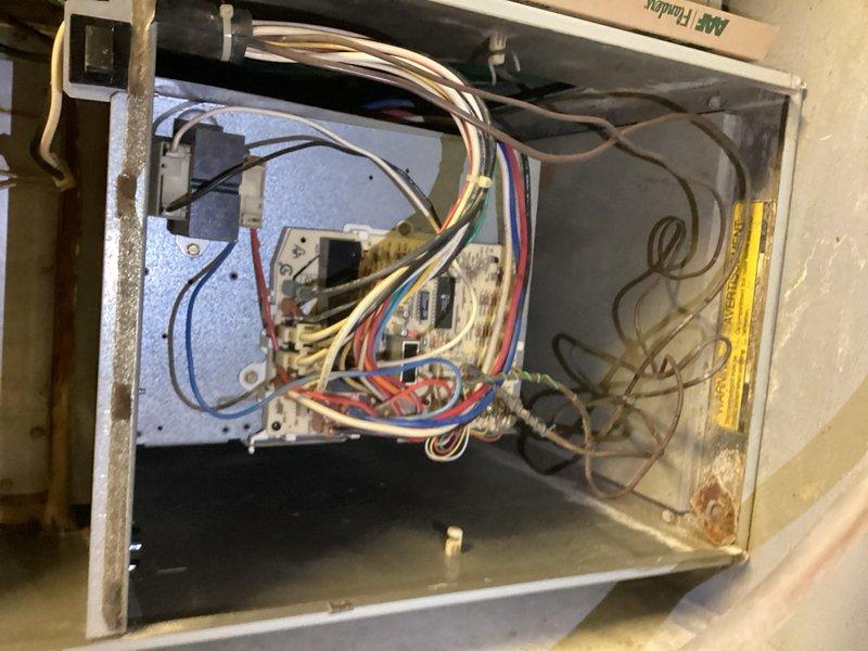 Completed comprehensive cooling maintenance on a 9-year-old air conditioning system. Performed standard tune-up procedures including inspection of electrical components, control board, and wiring connections within the air handler unit. Measured and recorded system operating parameters using digital manifold gauges, confirming proper refrigerant pressures and temperatures with readings of 20.8 PSI, supply air temperature of 58°F, and return air temperature of 71°F. All components found operating within normal specifications and system confirmed working properly upon completion of maintenance service.