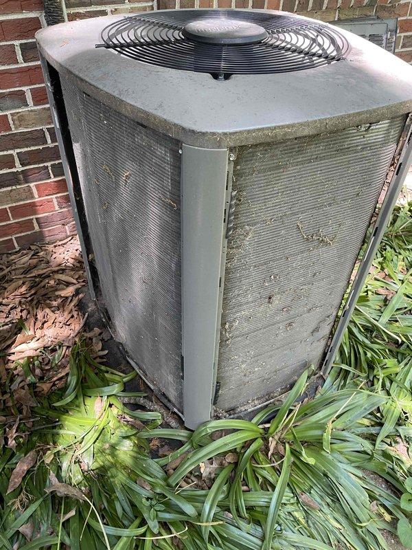 Completed preventive maintenance tune-up on two 3-year-old Trane cooling systems, one located outside and one in the attic. Performed comprehensive inspection of both units including electrical connections, circuit boards, capacitors, and wiring harnesses. Cleaned condenser coils on outdoor unit which showed significant dirt accumulation, algae growth, and clogged fins affecting airflow and efficiency. Verified proper operation of all components, checked refrigerant levels, and ensured both systems are functioning within manufacturer specifications for optimal cooling performance.