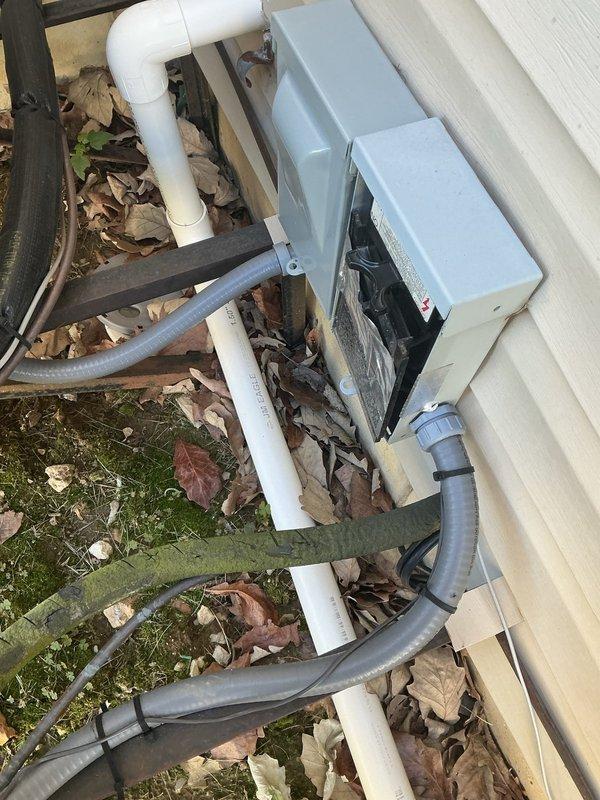 Responded to no cooling complaint on second floor unit over 10 years old. Upon arrival, found outdoor condensing unit with abnormally hot refrigerant lines and compressor running hot to touch, indicating potential refrigerant restriction or low charge condition. Performed diagnostic evaluation of Lennox system, inspected electrical connections at disconnect box, examined refrigerant line set routing and insulation integrity, and assessed condenser operation. Identified cooling system failure requiring further repair recommendations to restore proper operation and temperature control to second floor zone.