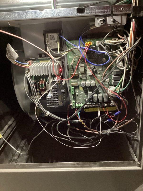 Installed a 600M humidifier and connected it to the existing S40 thermostat control system, completing all electrical connections and mounting hardware. Performed comprehensive air conditioning maintenance service including filter inspection, system diagnostics, and verification of control board operation. All equipment tested and confirmed operational upon completion.