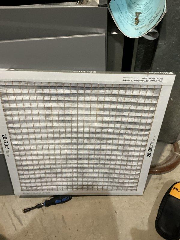 Completed comprehensive Supertune maintenance on two HVAC units at property coordinated through realtor. Performed full system diagnostics on Carrier air handler unit located in basement and outdoor AC condenser unit in backyard, both approximately 10 years old. Conducted electrical testing with multimeter, inspected blower motor assembly and internal components, checked all wiring connections, and verified proper operation of both heating and cooling systems. Replaced 20x20 air filter showing moderate dust accumulation. All systems tested and operating within normal parameters upon completion.