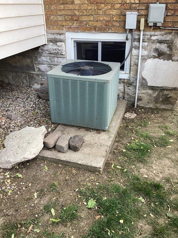 Completed preventive maintenance tune-up on a 17-year-old residential air conditioning unit located on exterior ground-level concrete pad. Performed comprehensive system inspection, verified proper operation of all components, and ensured unit is functioning within manufacturer specifications for the cooling season.