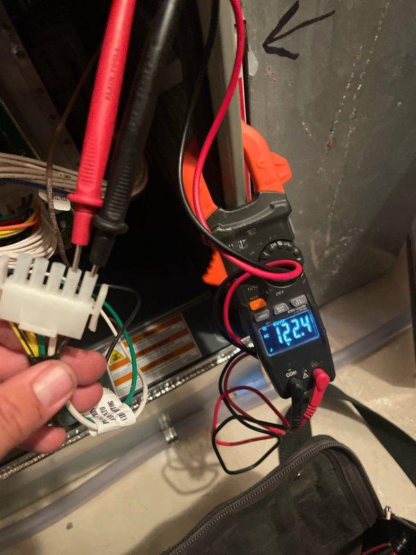 Responded to no cooling call on 12-year-old Trane system. Upon arrival, performed electrical diagnostics on control board and measured 122.4 volts at the low-voltage transformer. Identified failed control board preventing system operation. Replaced defective control board, verified proper voltage supply, and tested all electrical connections. Cycled system through complete cooling operation, confirmed thermostat communication restored, and verified unit returned to normal cooling function. System operating within manufacturer specifications at time of departure.