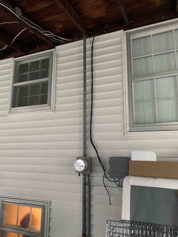 Completed electrical estimate for panel upgrade to accommodate 240-volt convection oven installation. Assessed existing fused electrical panel and exterior meter configuration to determine requirements for dedicated 240V circuit installation. Documented current panel capacity and service entrance conditions for scope of work development.