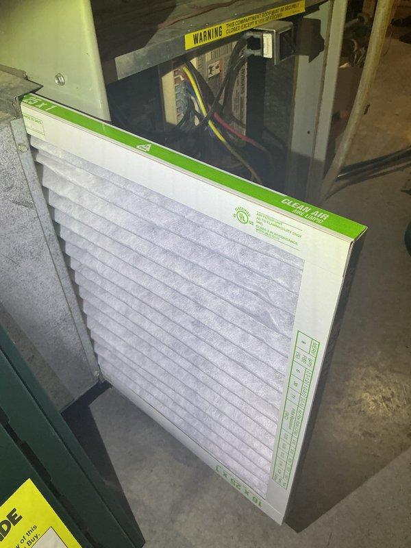 Completed comprehensive cooling system tune-up on 14-year-old ground-level air conditioning unit with air handler located in basement. Performed standard maintenance protocol including filter replacement, system inspection, and verification of proper operation. All electrical connections, ductwork, and condenser components were inspected and found to be in functional condition.